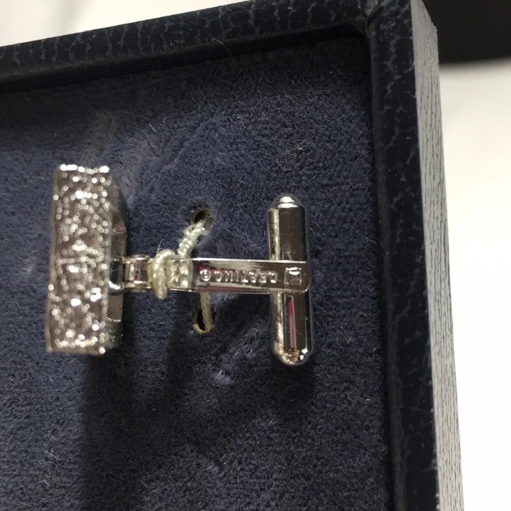 Cesting Rectangle Diamond Cuff Links, Black, Cream